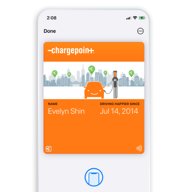 ChargePoint app mobile wallet screen