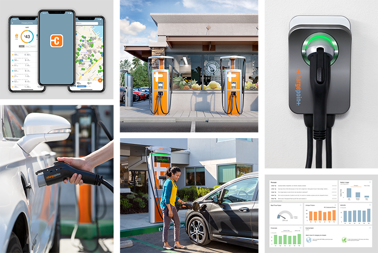 Photos of ChargePoint Stations and app screens