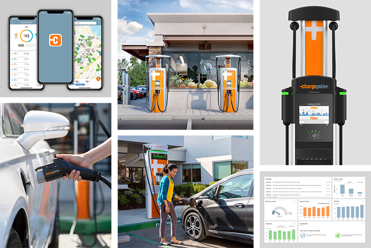 Photos of ChargePoint Stations and app screens