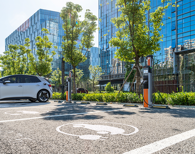 Lifestyle image of vehicles charging