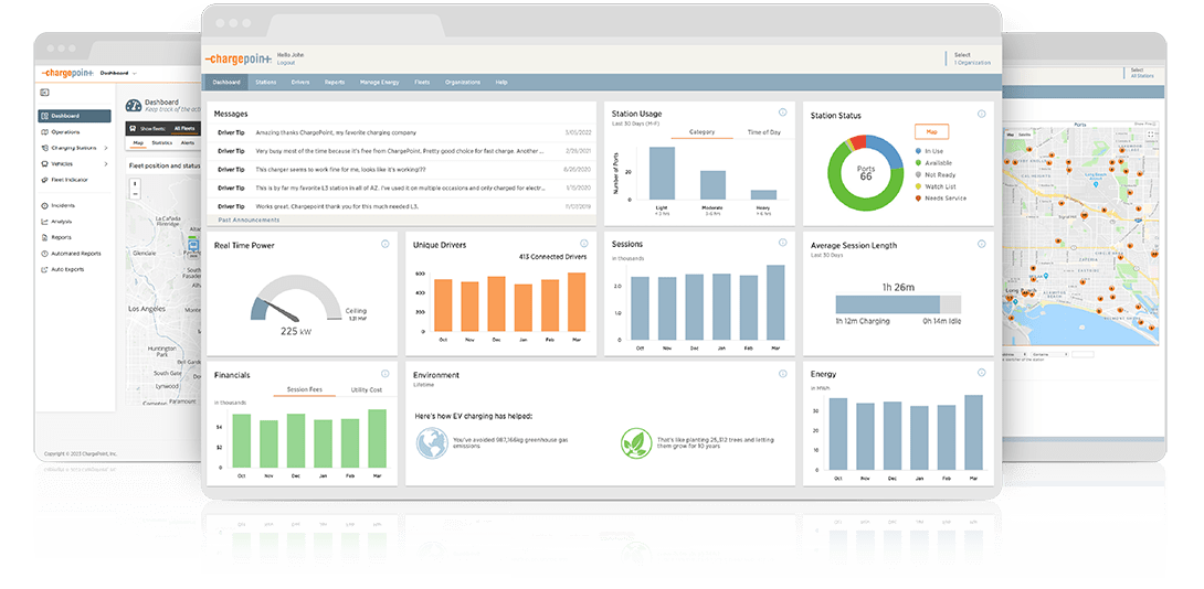 Screenshots of ChargePoint software