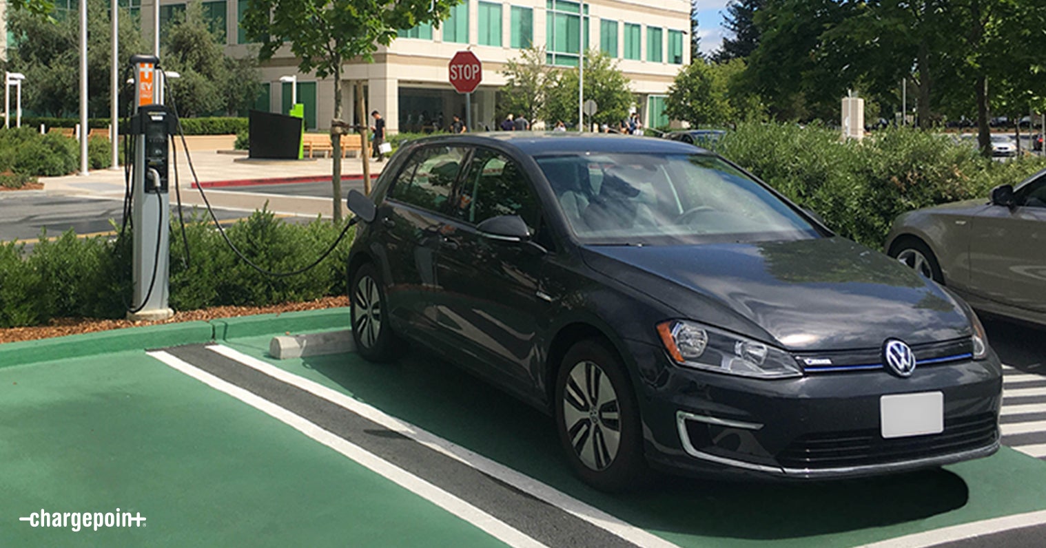 EV charging at ChargePoint charging spot