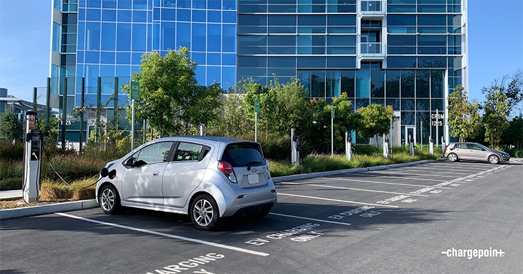 EV charging in a parkling log