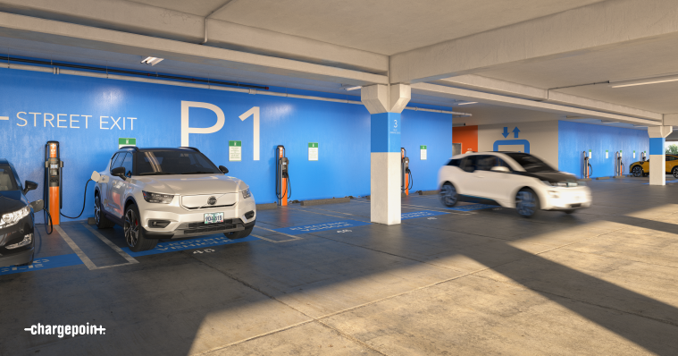 EV charging in a parking garage