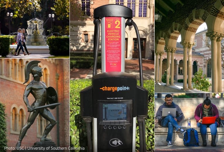 ChargePoint station and Trojans