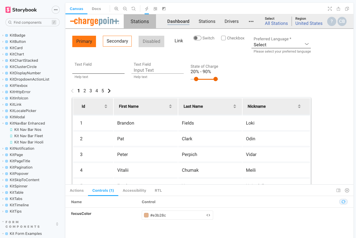ChargePoint toolkit Storybook