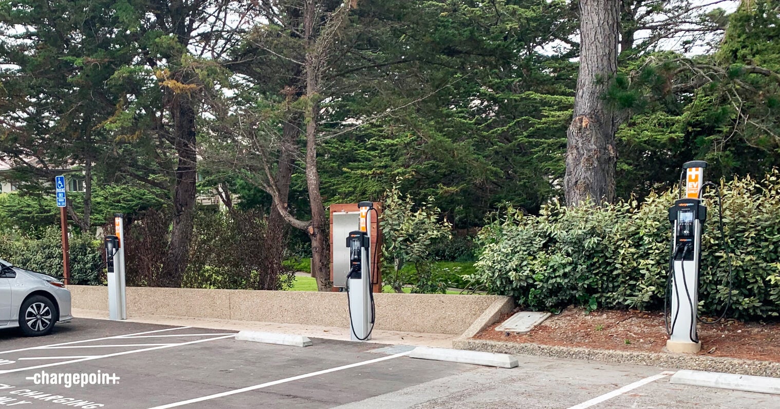 Driver installing an EV at a charger