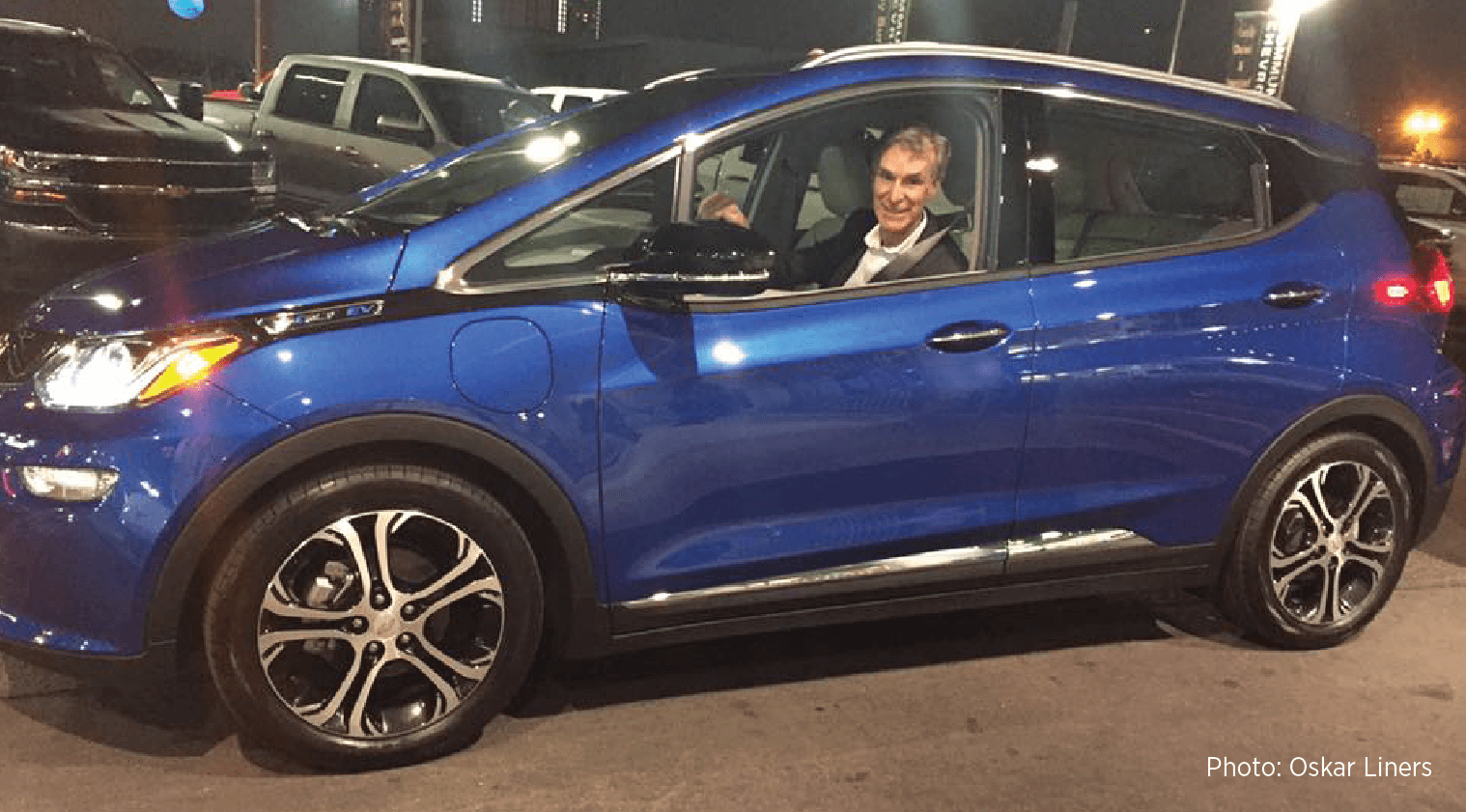 Science Guy Bill Nye in his Chevy Bolt EV