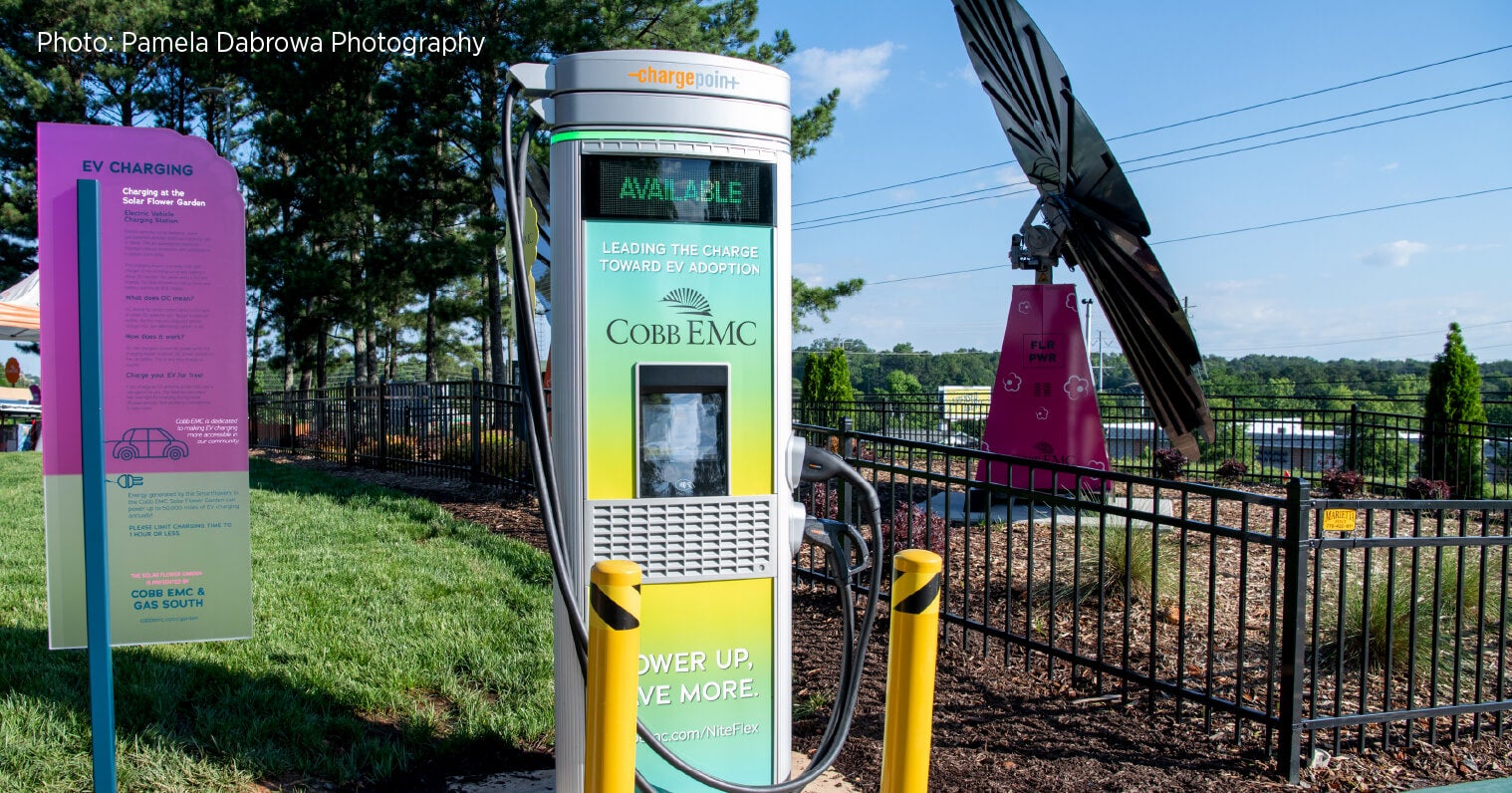 ChargePoint DC fast charger with Smartflowers