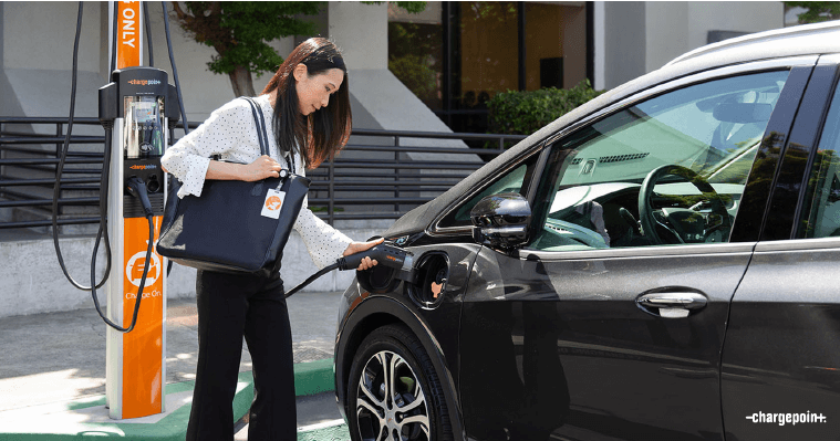 Woman Charging EV