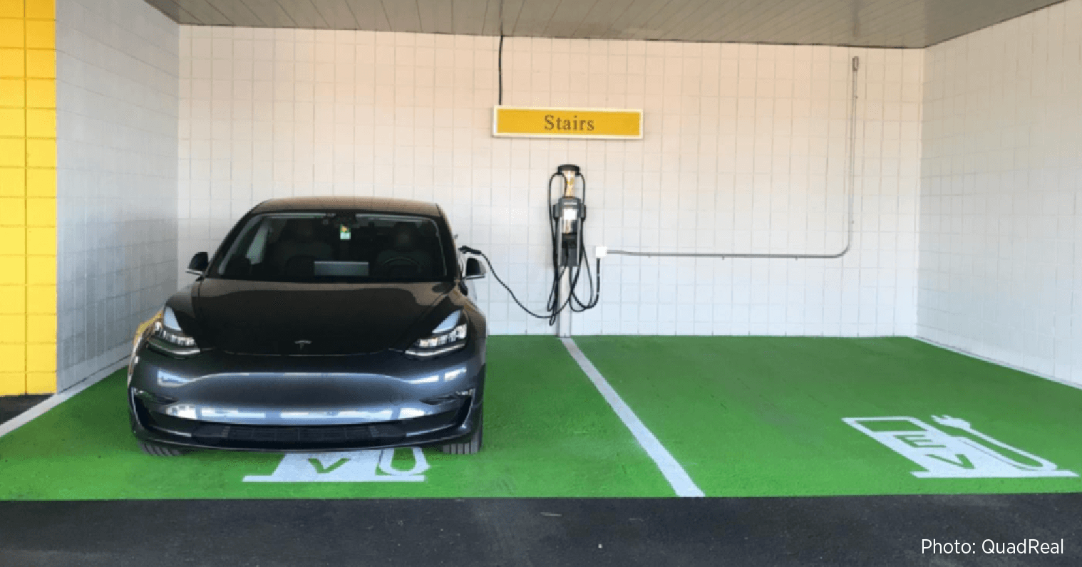 Tesla charging at QuadReal property