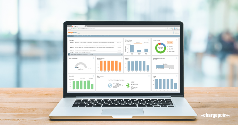 Écran d'ordinateur portable avec tableau de bord ChargePoint