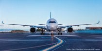 Airplane on runway at SFO