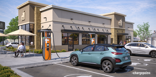 DC fast charging at a fast food restaurant