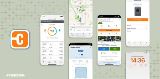 Different ChargePoint driver app screens