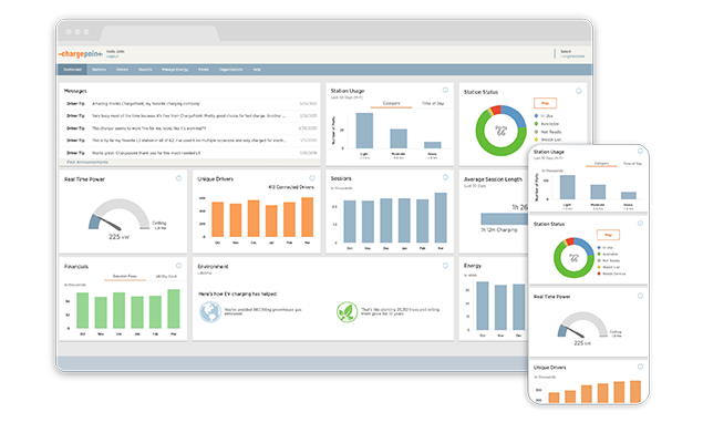 ChargePoint software on desktop and mobile screens