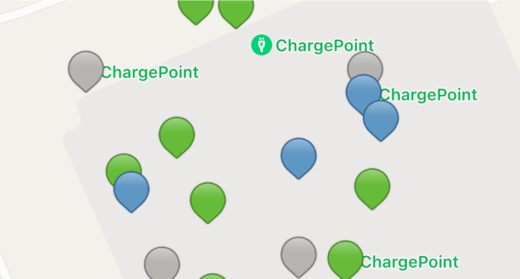 ChargePoint app pins