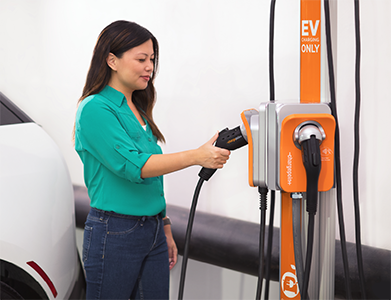 Person using ChargePoint CPF50
