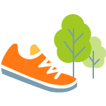 Orange shoe and green tree icon