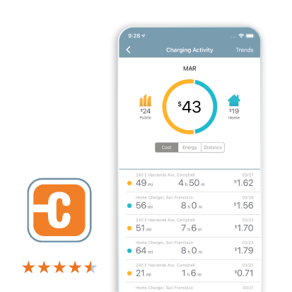 ChargePoint app with app store and google play badges 