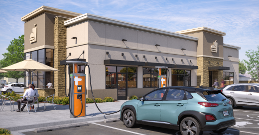 Car charging at convince store using ChargePoint Express Plus