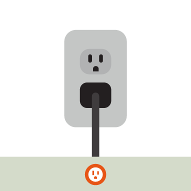 Illustration of an electrical outlet with a plug inserted.