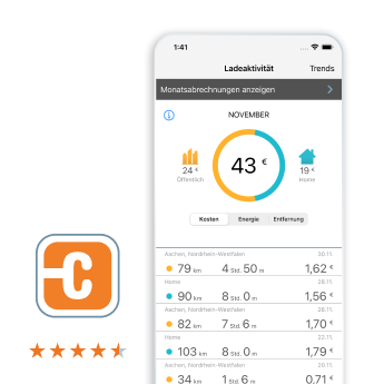 ChargePoint app with app rating stars
