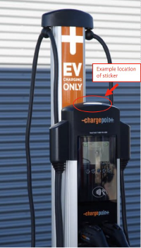 Showing sticker location on ChargePoint CT4000 