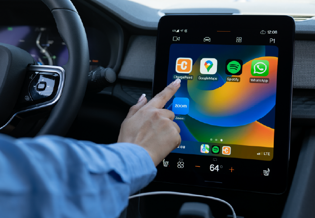 In-Car Touchscreen Display with Charging App