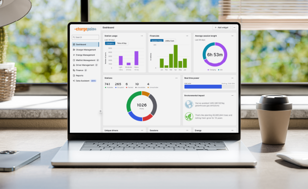 A laptop with ChargePoint CMS