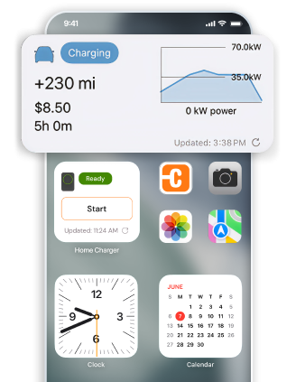 ChargePoint App screen with widgets