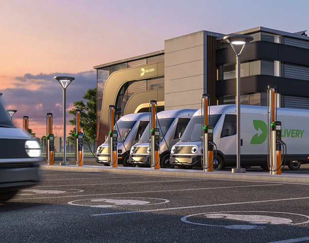Fleet of vans charging using ChragePoint CP6000