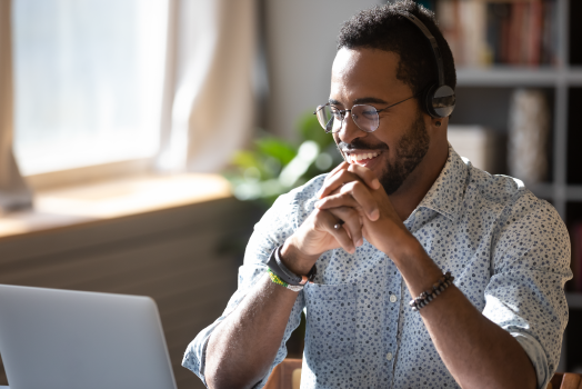 A person giving a remote consultation