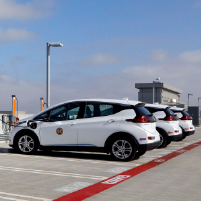 Fleet of EV cars charging using ChargePoint Station