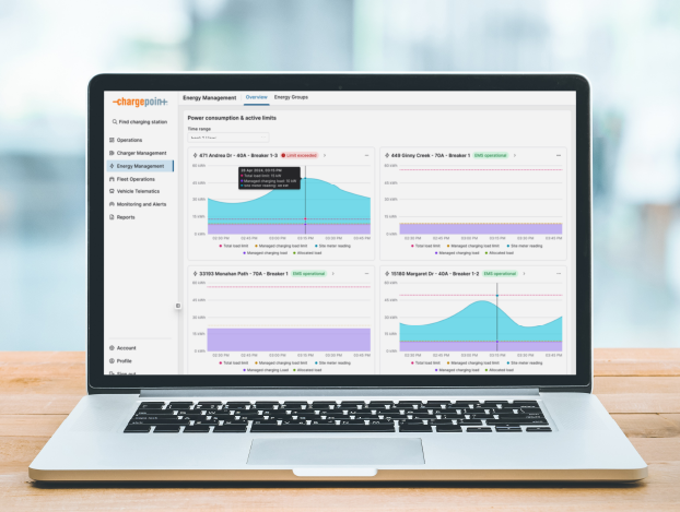 ChargePoint Fleet software opened on a laptop