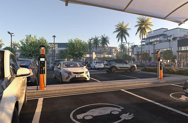 ChargePoint CP6000 in front of retail store