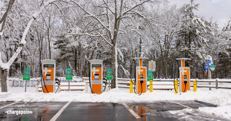 ChargePoint Express and Express Plus chargers in snow