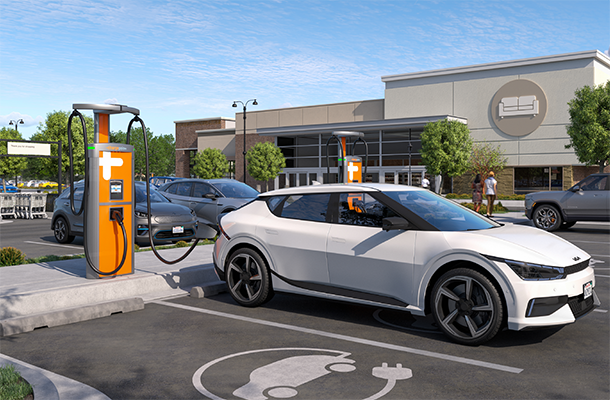 ChargePoint Express Plus in front of retail
