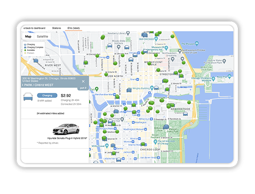 ChargePoint charging spots on iPad