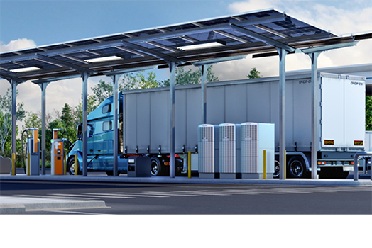 Truck charging on ChargePoint Express Plus Truck charging on ChargePoint Express Plus