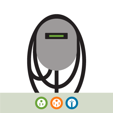 Illustration of an electric vehicle (EV) charging station.