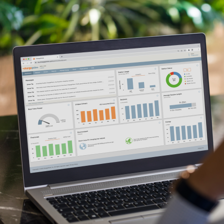 Laptop displaying ChargePoint software dashboard