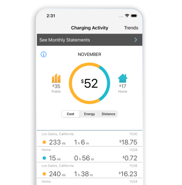 ChargePoint app charging activity screen ChargePoint app charging activity screen